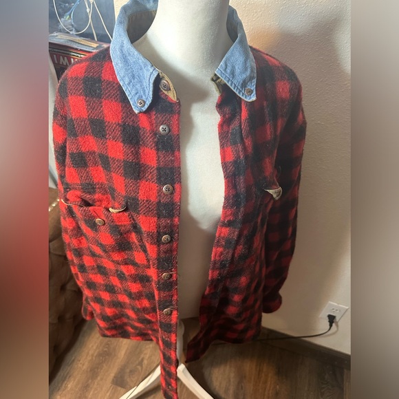 Vintage 1990s Y2K farmer look sweater jacket super retro men size large - Picture 8 of 13